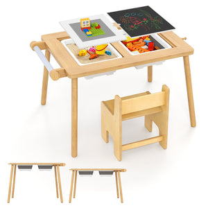 Sensory Table and Chair Set for Kids 2-8 with Foldable Bins