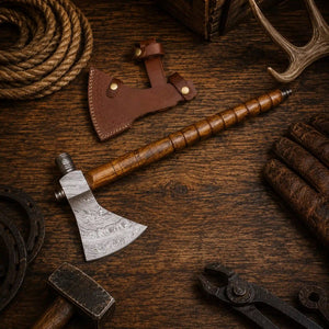 Western Style Damascus Pipe Tomahawk Hand Forged Viking Axe