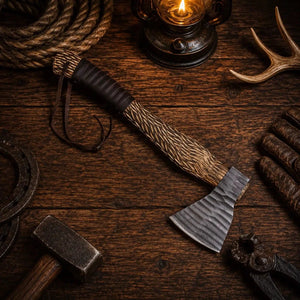 20” HAMMERED HAND FORGED CARBON STEEL HANDMADE HUNTING VIKING TOMAHAWK HATCHET AXE