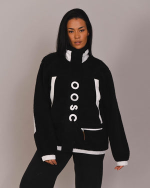 Sherpa Fleece Jacket Black / White - Women's - TRAPSKI