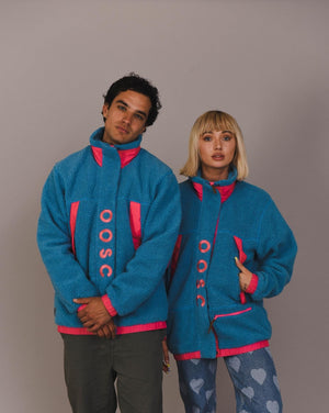 Sherpa Fleece Jacket Blue / Pink - Men's - TRAPSKI