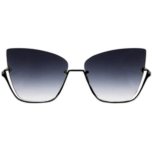 Vixen - Black Lens Black Frame Metal Cateye Sunglasses