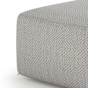 Patterned Grey Melange Square Accent Pouf with Polystyrene Fill - Grey