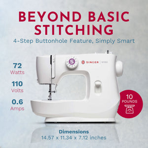 Singer Portable Steel Sewing Machine with LED Lighting and Accessories, White - TRAPSKI