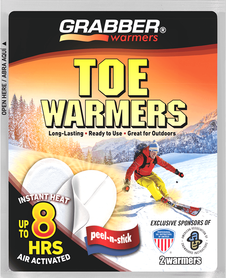 Grabber Ski & Ride Toe Warmers - Long Lasting Safe Natural Odorless Air Activated Warmers - Up to 8 Hours of Heat - 40 Pair Box