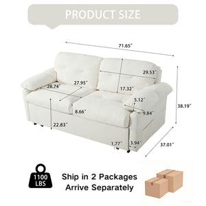 Convertible Pull Out Sofa Bed Queen Size with Side Storage - Fabric, Modern