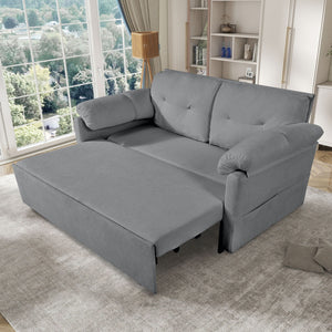 Convertible Pull Out Sofa Bed Queen Size with Side Storage - Fabric, Modern