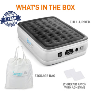 SereneLife Full Size Inflatable Airbed Flocked Mattress w/ Internal Pump(2 Pack)