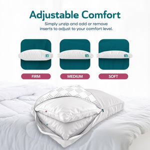 Sleepgram Bed Support Sleeping Pillow with Microfiber Cover, King Size, White