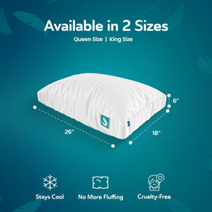 Sleepgram Bed Support Sleeping Pillow with Microfiber Cover, Queen Size, White