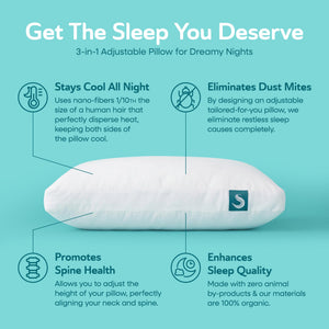 Sleepgram Bed Support Sleeping Pillow with Microfiber Cover, King Size, White