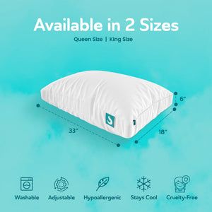 Sleepgram Bed Support Sleeping Pillow with Microfiber Cover, King Size, White