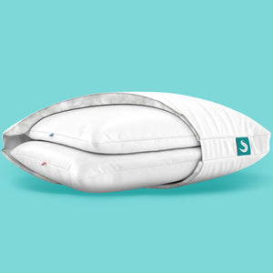 Sleepgram Bed Support Sleeping Pillow with Microfiber Cover, Queen Size, White