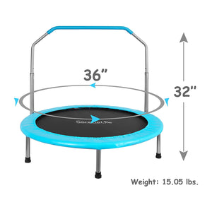 SereneLife 36 Inch Kids Indoor Outdoor Fitness Trampoline w/ Padded Frame Cover
