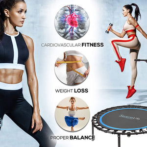 SereneLife 40 Inch Indoor Outdoor Fitness Cardio Sports Trampoline with Handrail