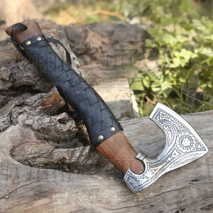 Small Forged Carbon Steel Axe with Ash Wood Shaft - Viking Axe 004-14