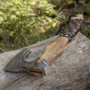 Small Forged Carbon Steel Axe with Ash Wood Shaft - Viking Axe 3549-14