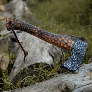 Small Forged Carbon Steel Axe with Burn Ash Wood Shaft - Viking Axe X-101