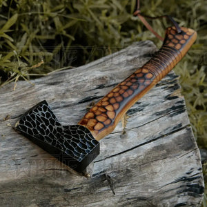 Small Forged Carbon Steel Axe with Burn Ash Wood Shaft - Viking Axe X-101
