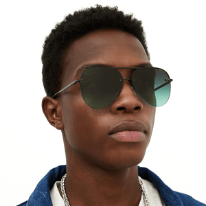 Smaller Megan 2 - Dark Green Metal Aviator Sunglasses - TRAPSKI