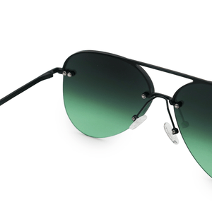 Smaller Megan 2 - Dark Green Metal Aviator Sunglasses - TRAPSKI