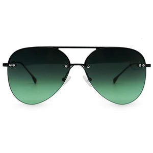 Smaller Megan 2 - Dark Green Metal Aviator Sunglasses - TRAPSKI
