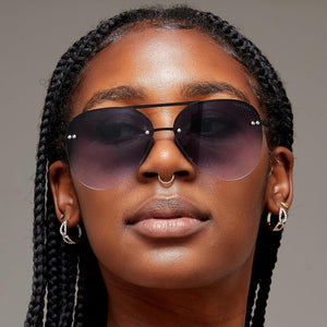 Smaller Megan 2 Faded Black - Tangle Free Aviator Sunglasses - TRAPSKI