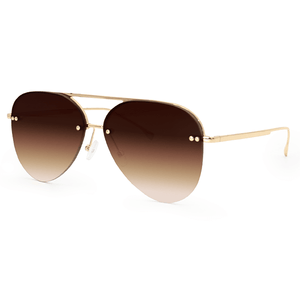 Smaller Megan 2 - Faded Brown Metal Aviator Sunglasses - TRAPSKI