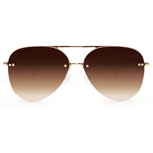 Smaller Megan 2 - Faded Brown Metal Aviator Sunglasses - TRAPSKI