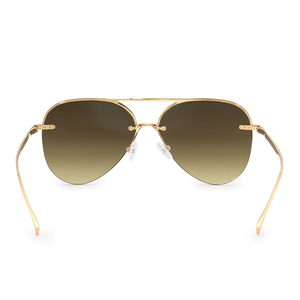 Smaller Megan 2 - Olive Metal Aviator Sunglasses with Gold Frame - TRAPSKI