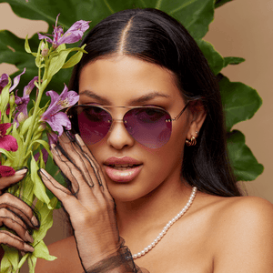 Smaller Megan 2 - Purple Metal Aviator Sunglasses with Gold Frame - TRAPSKI