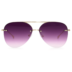 Smaller Megan 2 - Purple Metal Aviator Sunglasses with Gold Frame - TRAPSKI