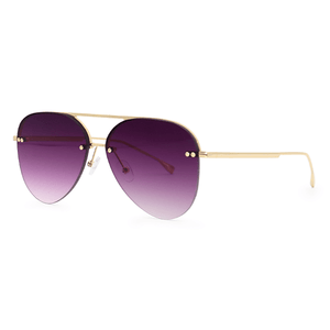 Smaller Megan 2 - Purple Metal Aviator Sunglasses with Gold Frame - TRAPSKI