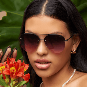 Smaller Megan 2 - Ruby Metal Aviator Sunglasses - TRAPSKI