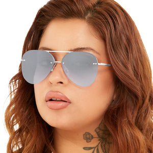 Smaller Megan 2 - Silver Metal Aviator Sunglasses - TRAPSKI