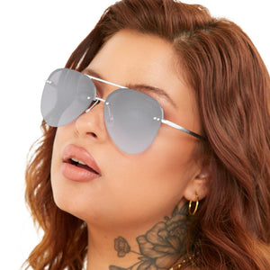 Smaller Megan 2 - Silver Metal Aviator Sunglasses - TRAPSKI