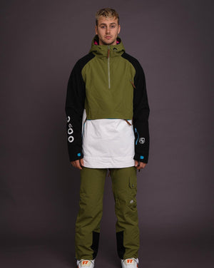 Snow Park Overhead Jacket - White & Khaki - TRAPSKI