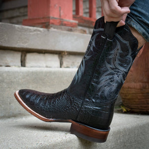 Black Caiman Belly Print Men's Cowboy Boots H4001