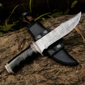Soul Sniper Bowie Knife with Mother of Pearl & Stacked Leather Handle