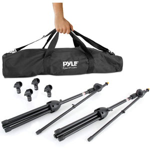 Pyle Pro Adjustable Universal Microphone Tripod Stands with Carry Bag, Set of 2
