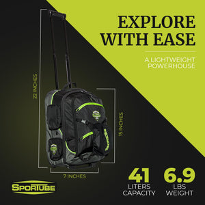Sportube Cabin Cruiser Wheeled Carry On Padded Gear & Travel Boot Bag, Green