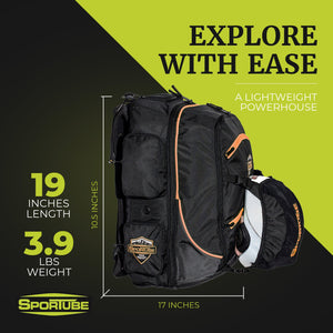 Sportube 44L Overheader Airline Carry On Padded Gear & Boot Backpack, Orange