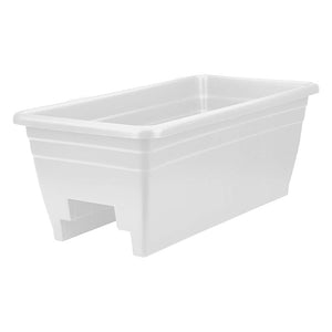 HC Companies 24 Inch Deck Rail Box Planter with Drainage Holes, White (3 Pack)