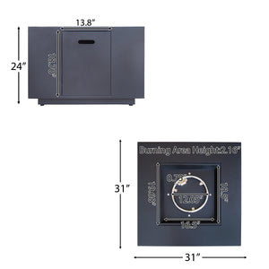 Square Iron Outdoor Propane Fire Pit with 50,000 BTU Output - Gray