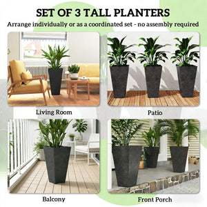 Stackable Taper Planters Set of 3 with Marble Finish