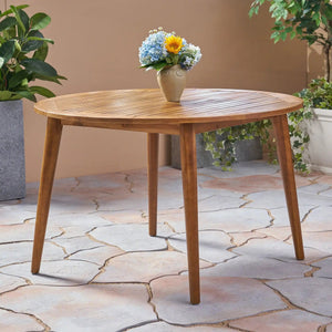 Stamford Outdoor Dining Table with Water-Resistant Acacia Wood - Dark Gray or Light Brown