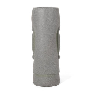 Stone Gray Flower Planter with Textured Cast Stone Finish - Tall