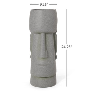 Stone Gray Flower Planter with Textured Cast Stone Finish - Tall