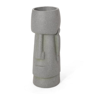 Stone Gray Flower Planter with Textured Cast Stone Finish - Tall
