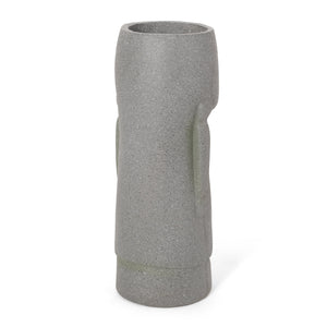Stone Gray Flower Planter with Textured Cast Stone Finish - Tall